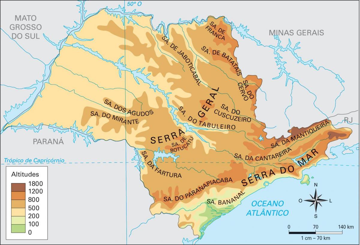 Mapa ng altitude São Paulo