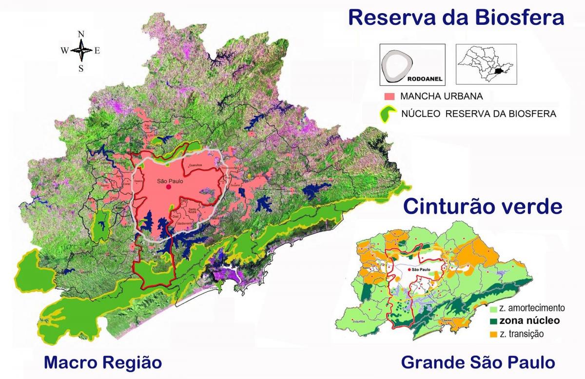 Mapa ng biosphere reserve ng green belt ng São Paulo