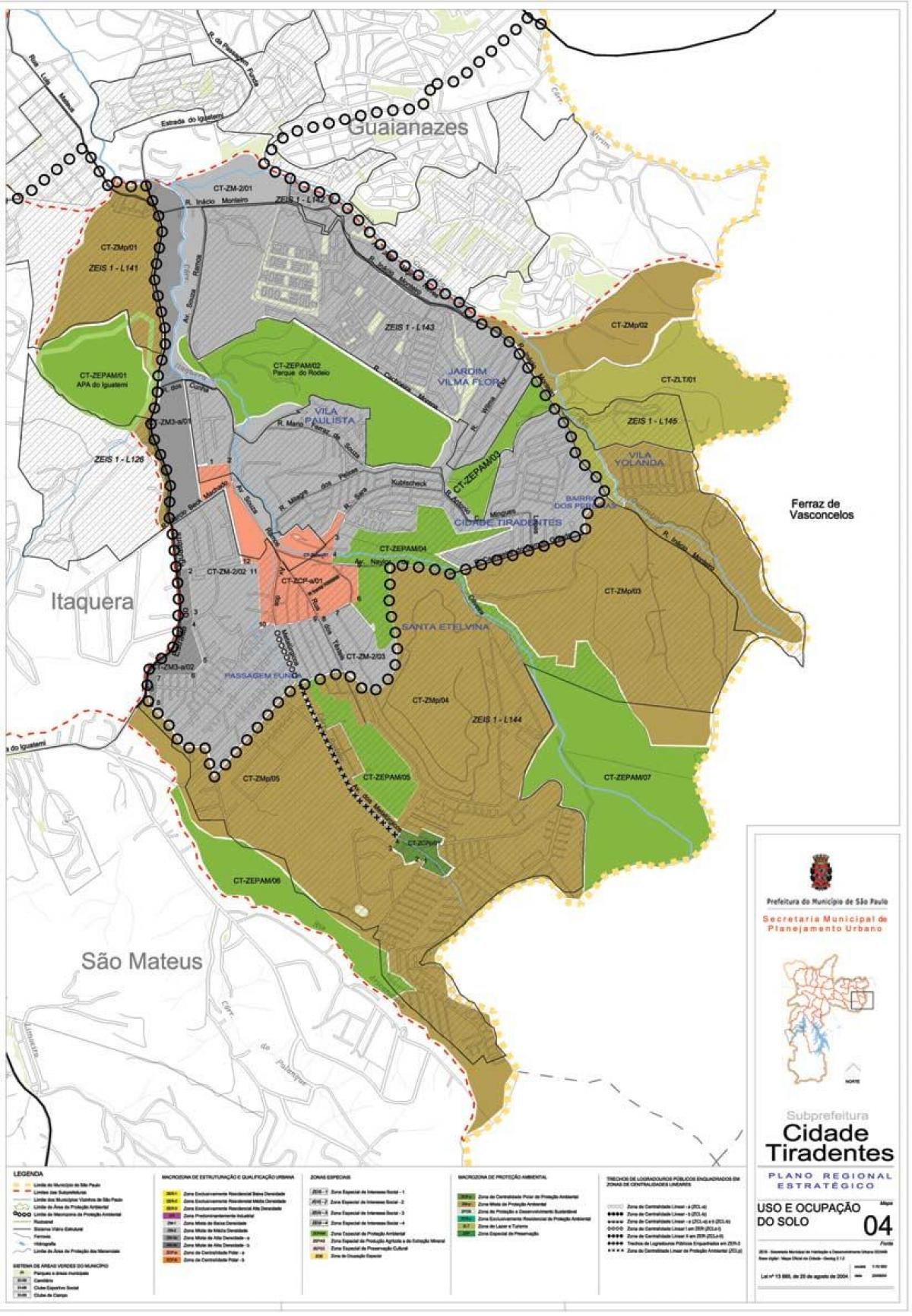 Mapa ng Cidade Tiradentes São Paulo - Okupasyon ng lupa