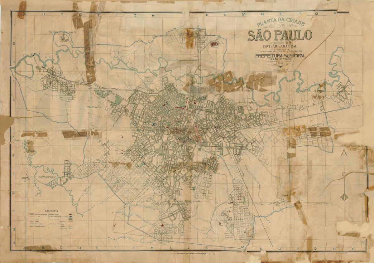 Mapa ng dating São Paulo - 1916