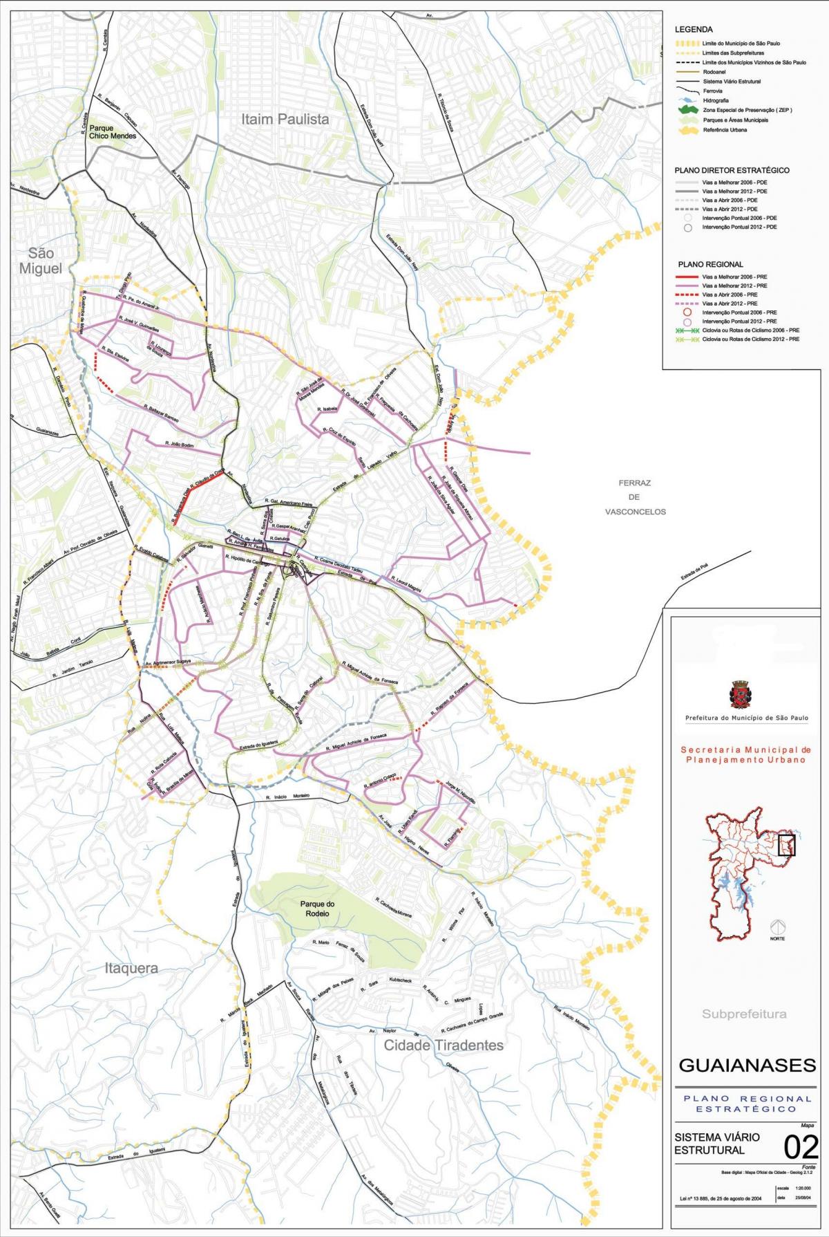Mapa ng Guaianases São Paulo - Kalsada