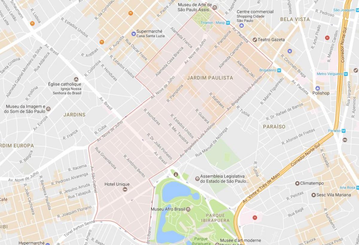 Mapa ng Jardim Paulista São Paulo