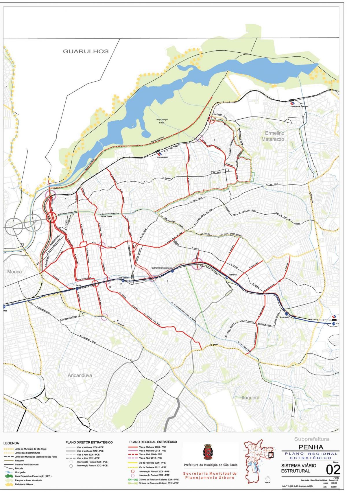 Mapa ng Penha São Paulo - Kalsada