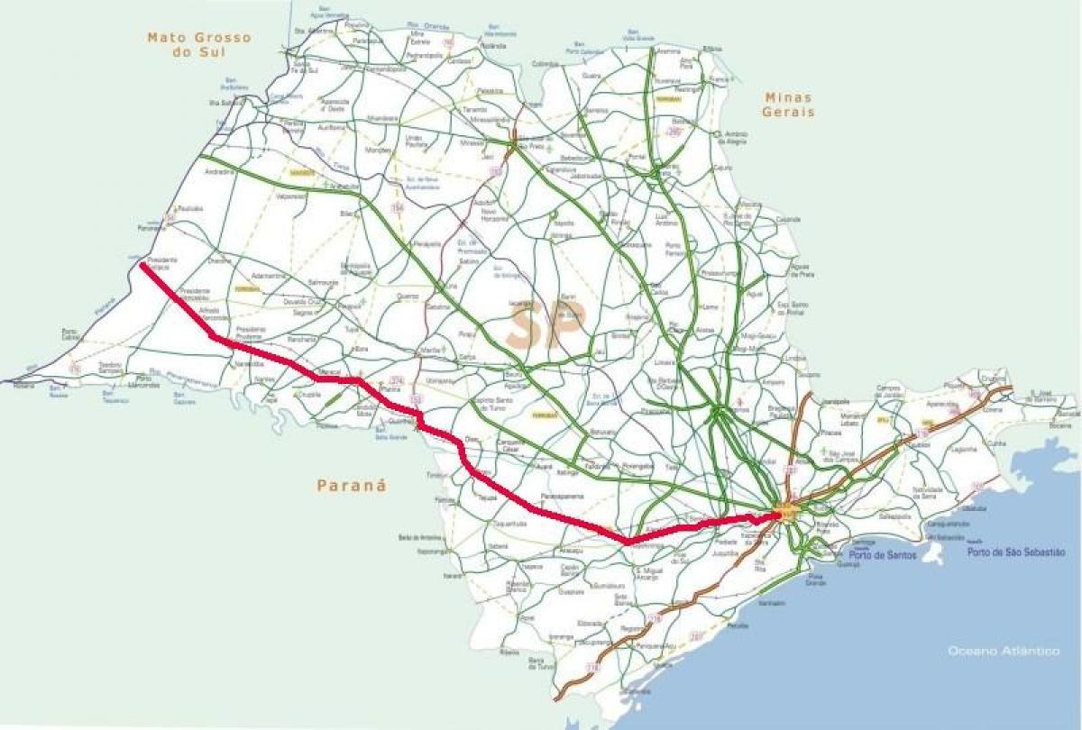 Mapa ng Raposo Tavares highway - SP 270