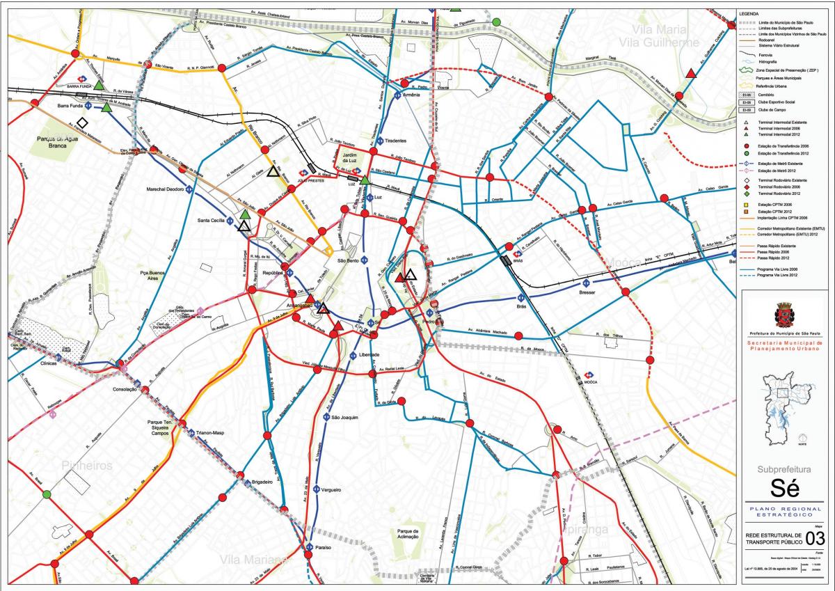 Mapa ng Se São Paulo - Pampublikong transports