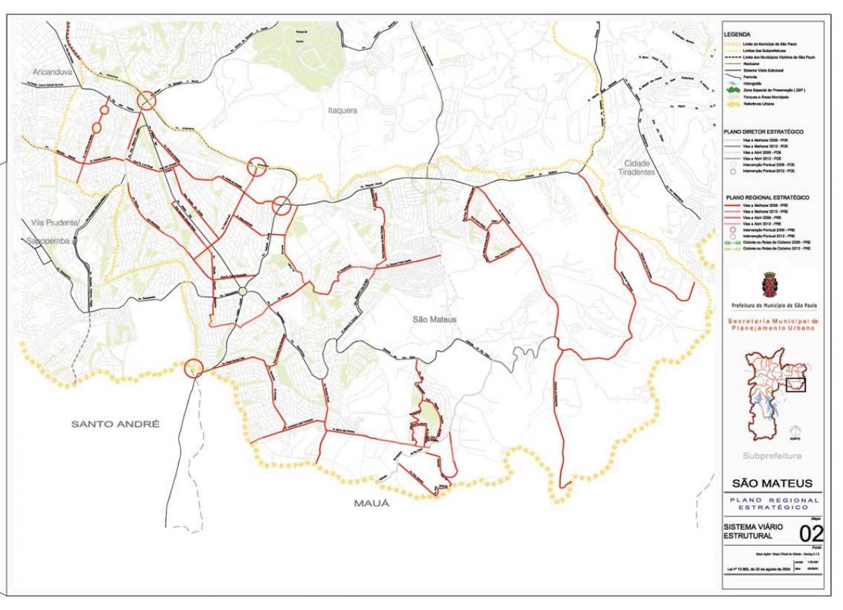 Mapa ng São Mateus São Paulo - Kalsada