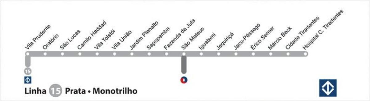 Mapa ng São Paulo monorail - Line 15 - Pilak
