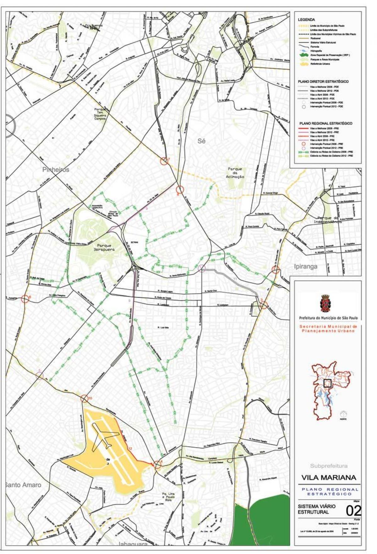 Mapa ng Vila Mariana São Paulo - Kalsada