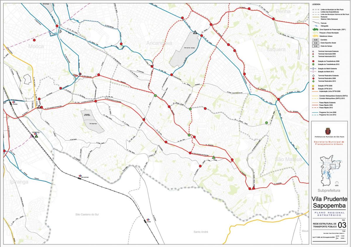 Mapa ng Vila Prudente São Paulo - Pampublikong transports