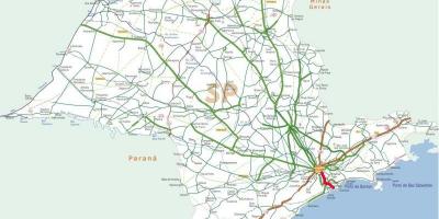 Mapa ng Anchieta highway - SP 150