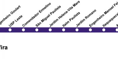 Mapa ng CPTM São Paulo - Line 12 - Sapphire