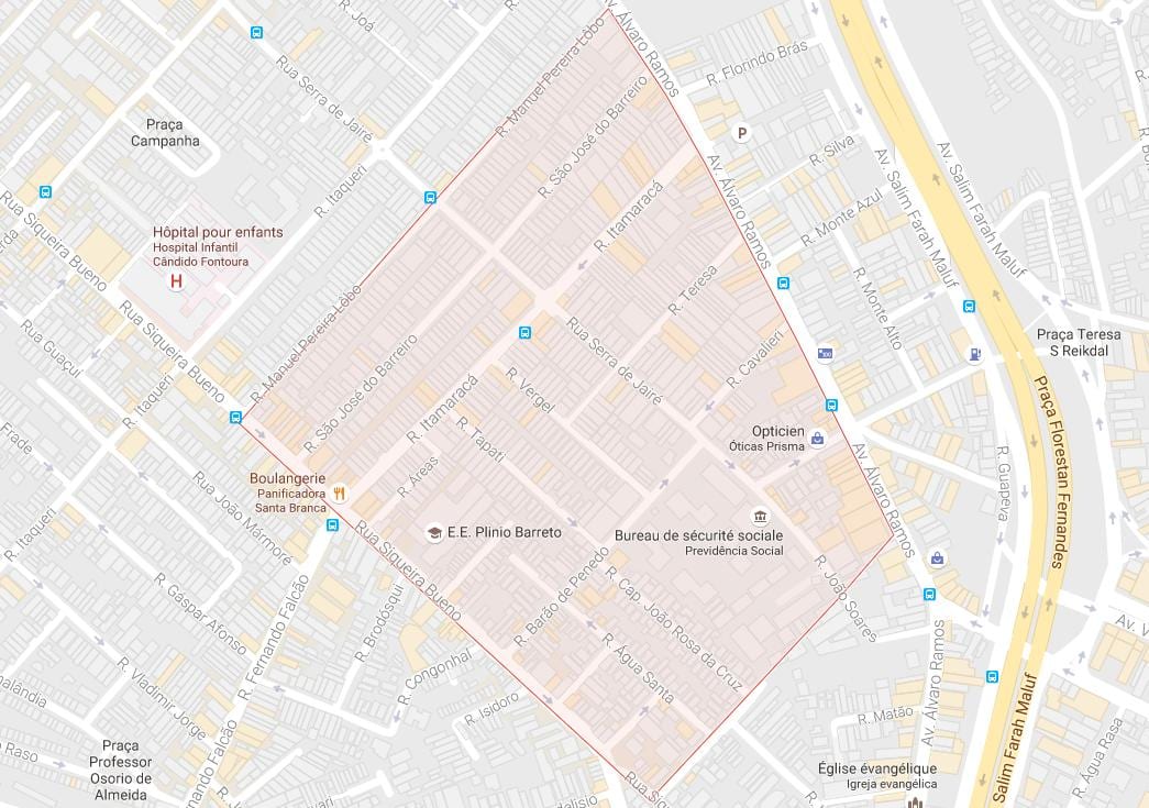 Mapa ng Água Rasa São Paulo