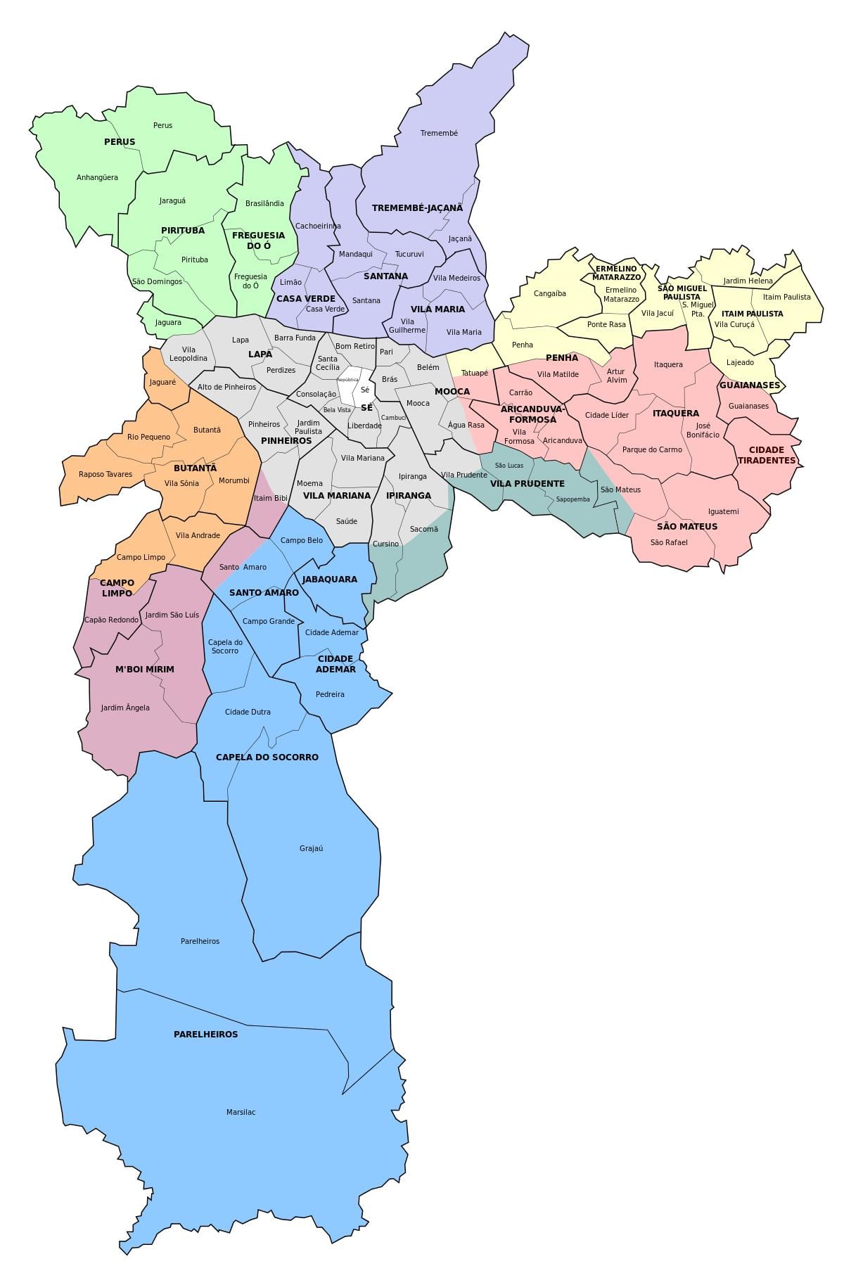 Mapa ng administrative zone ng São Paulo