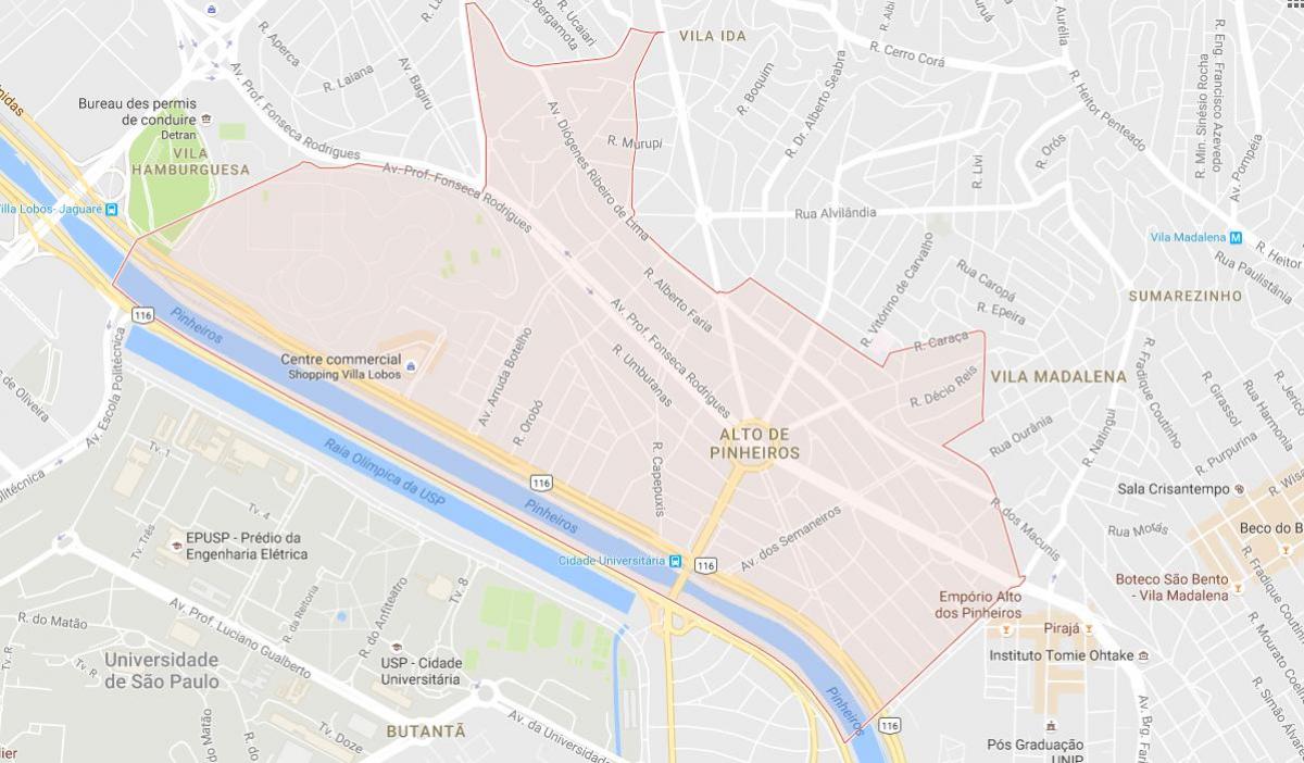 Mapa ng Alto de Pinheiros São Paulo