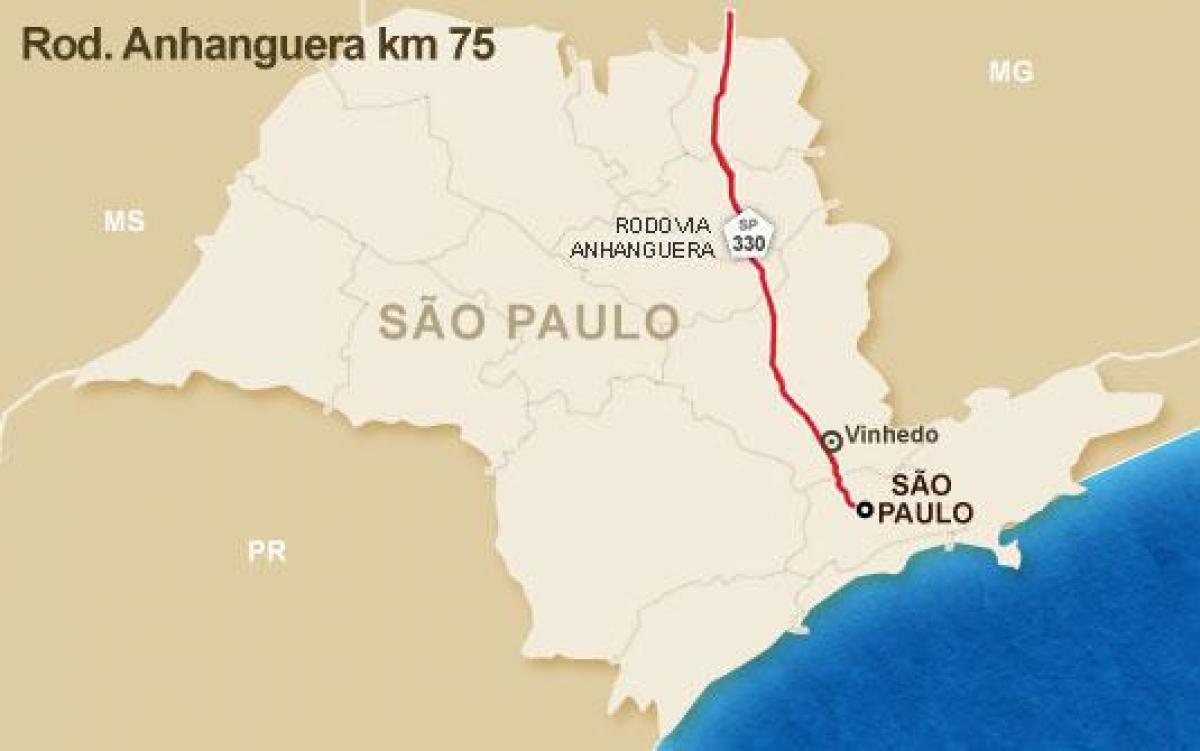 Mapa ng Anhanguera highway - SP 330