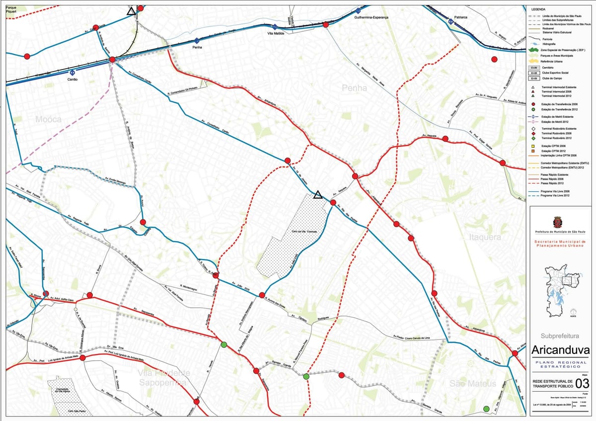 Mapa ng Aricanduva-Vila Formosa São Paulo - Pampublikong transports