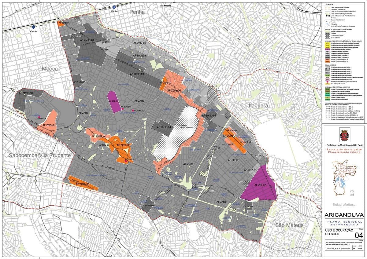 Mapa ng Aricanduva-Vila Formosa São Paulo - Okupasyon ng lupa