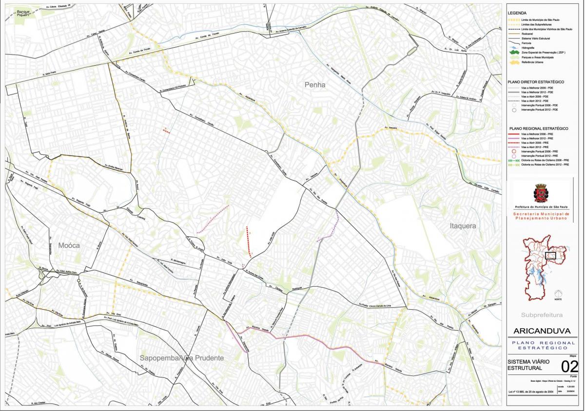 Mapa ng Aricanduva-Vila Formosa São Paulo - Kalsada