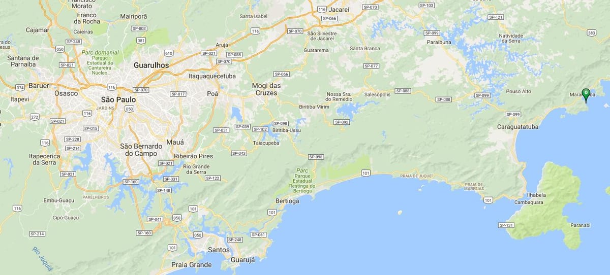 Mapa ng beach Caçandoca