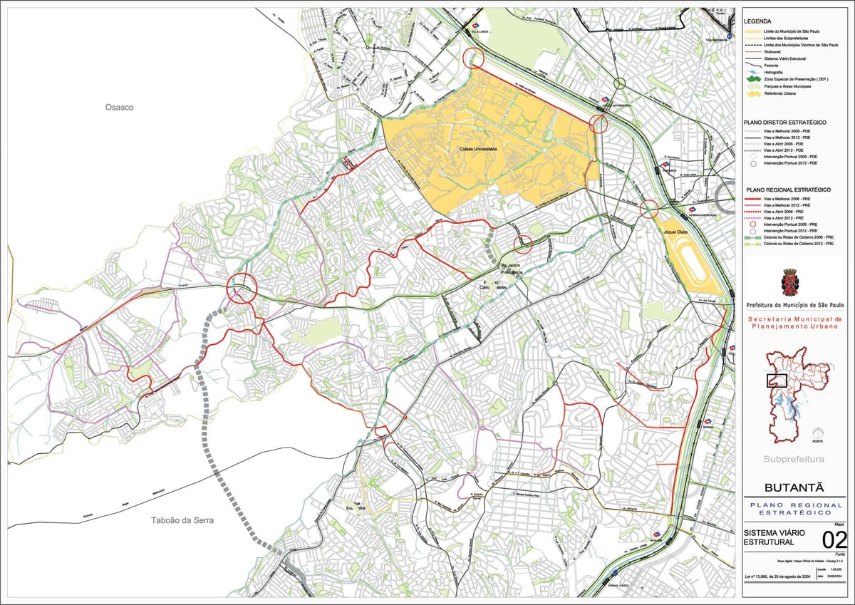 Mapa ng Butantã São Paulo - Kalsada
