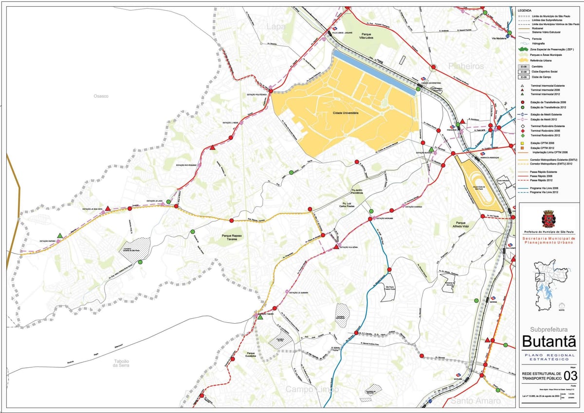 Mapa ng Butantã São Paulo - Pampublikong transports