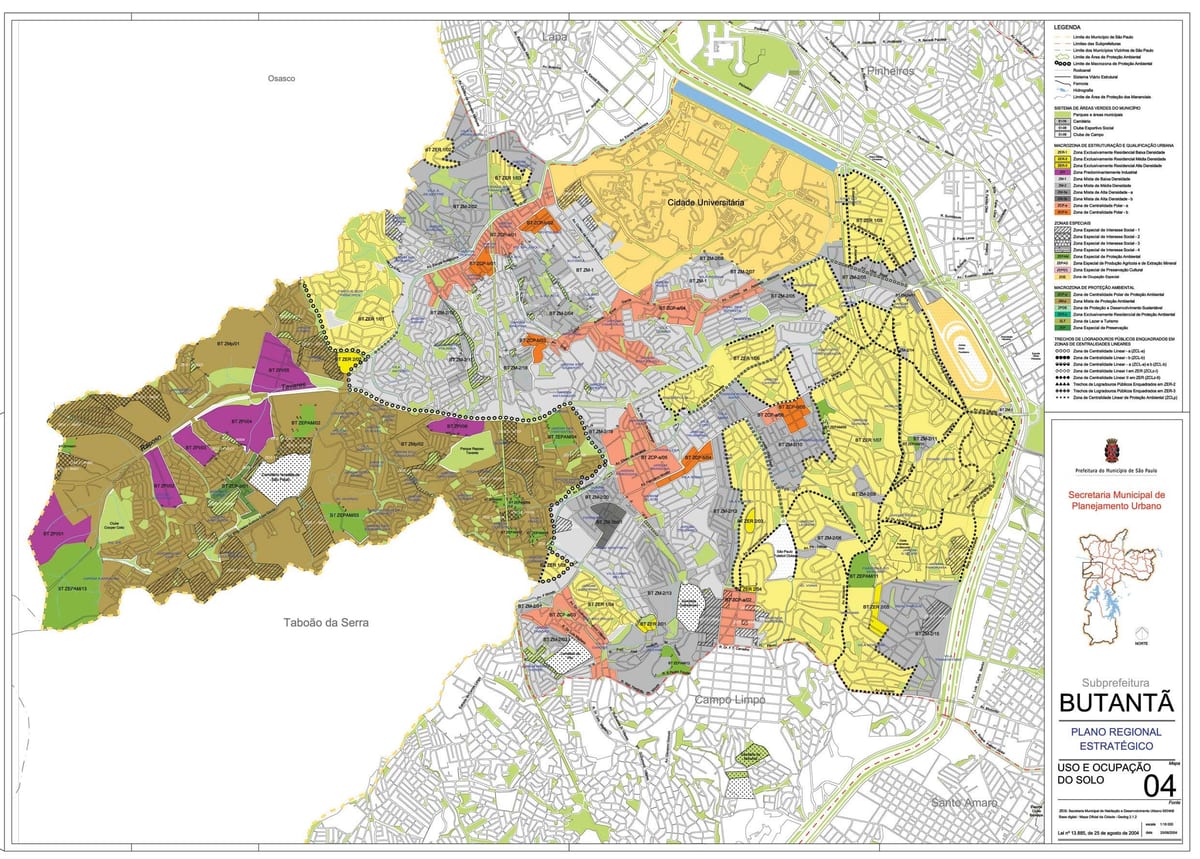 Mapa ng Butantã São Paulo - Okupasyon ng lupa