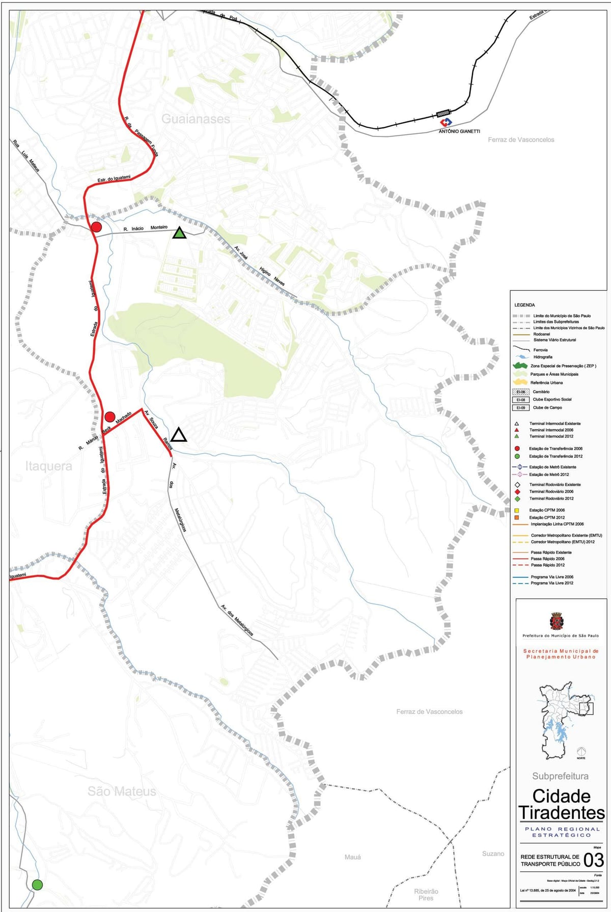 Mapa ng Cidade Tiradentes São Paulo - Pampublikong transports