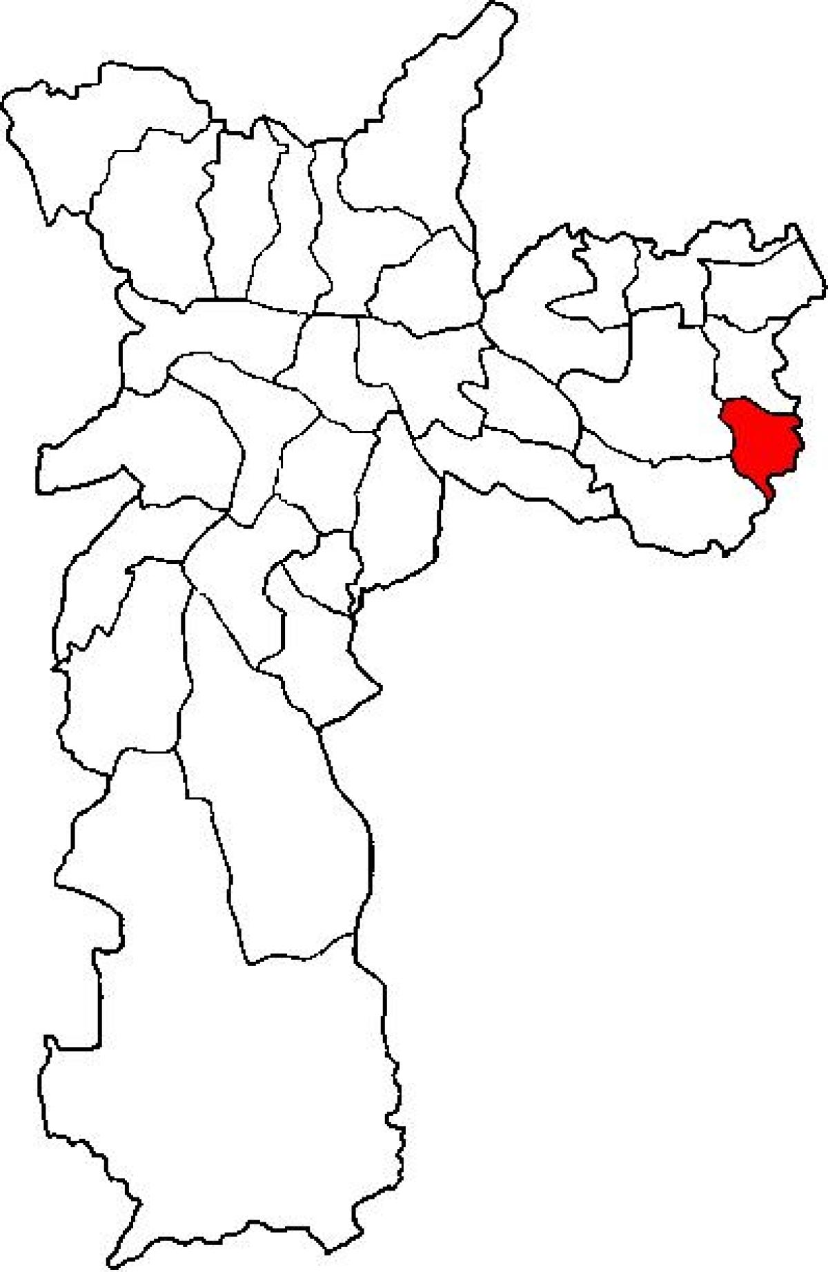 Mapa ng Cidade Tiradentes sub-prefecture São Paulo