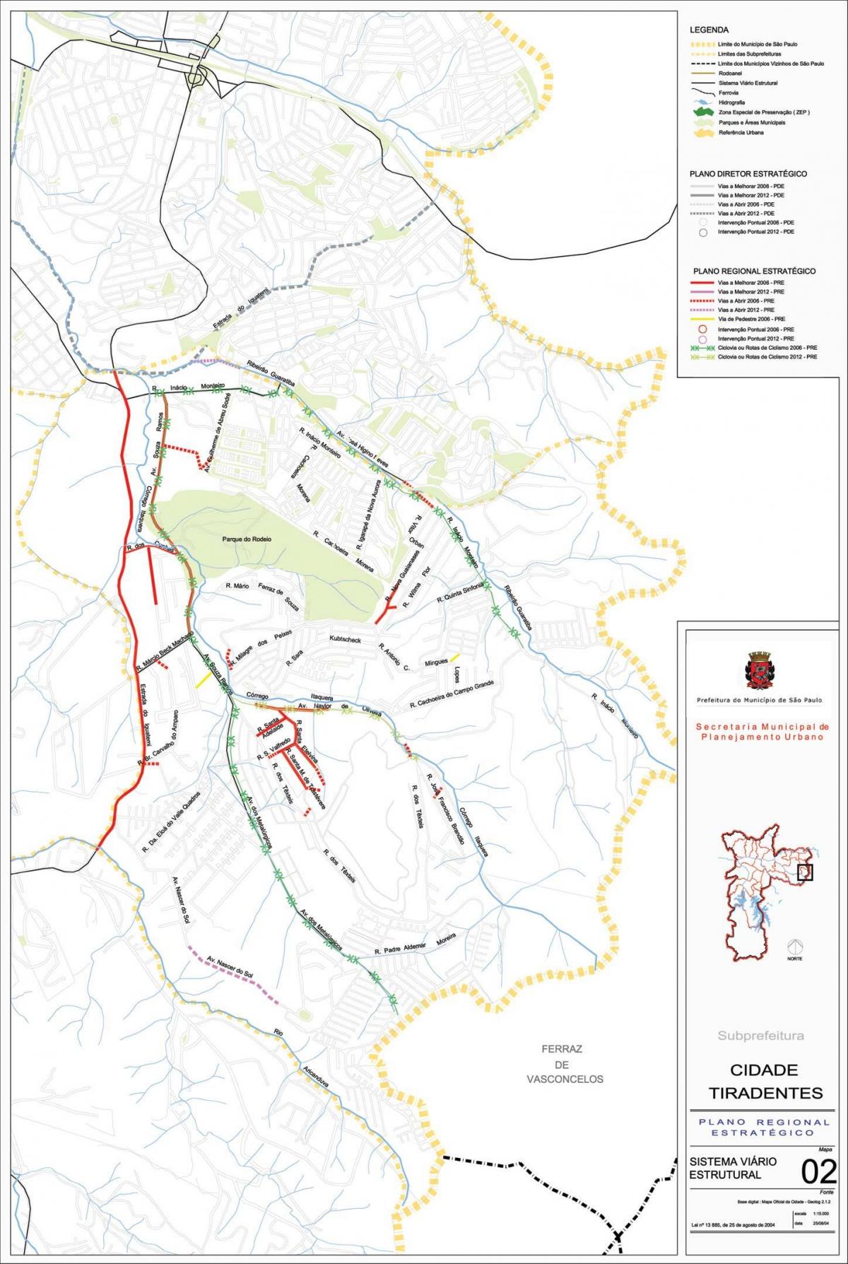 Mapa ng Cidade Tiradentes São Paulo - Kalsada