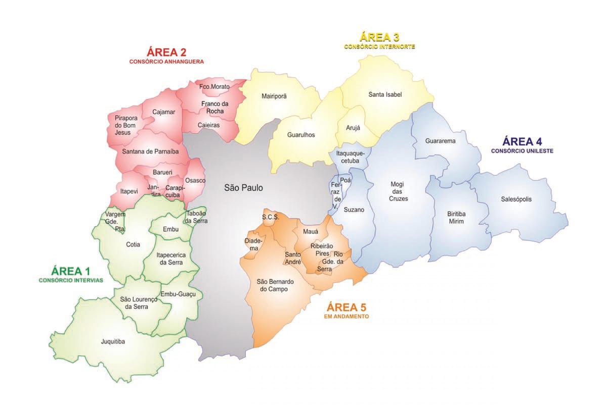 Mapa ng Concessão Áreas RMSP