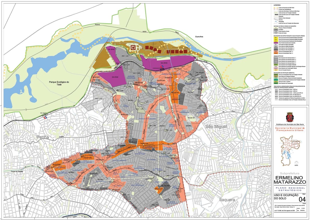 Mapa ng Ermelino Matarazzo São Paulo - Okupasyon ng lupa