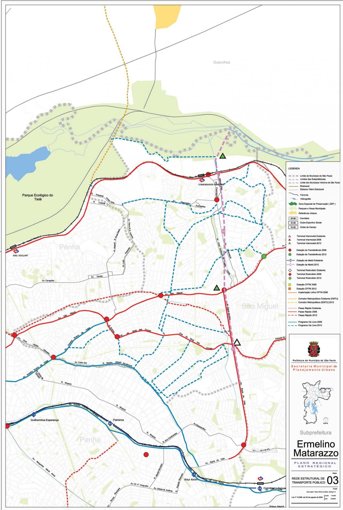 Mapa ng Ermelino Matarazzo São Paulo - Pampublikong transports
