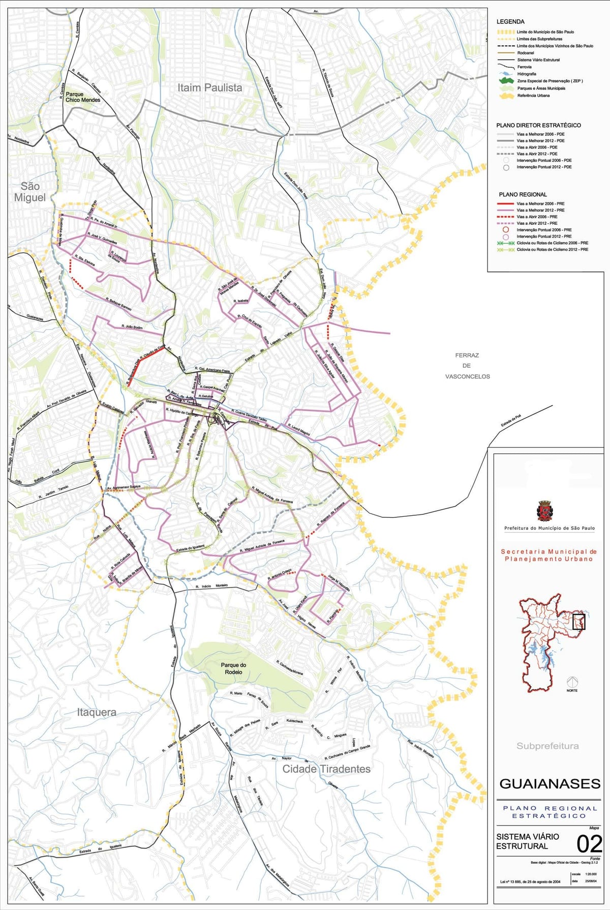 Mapa ng Guaianases São Paulo - Kalsada