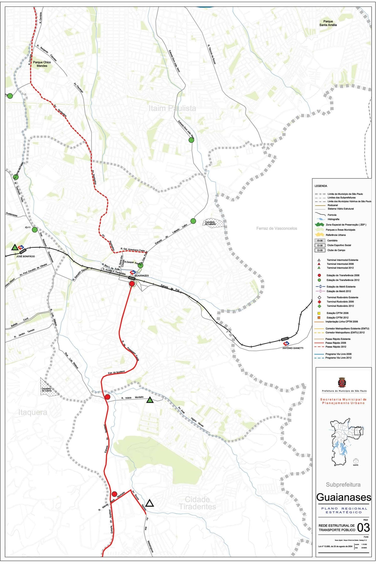 Mapa ng Guaianases São Paulo - Pampublikong transports