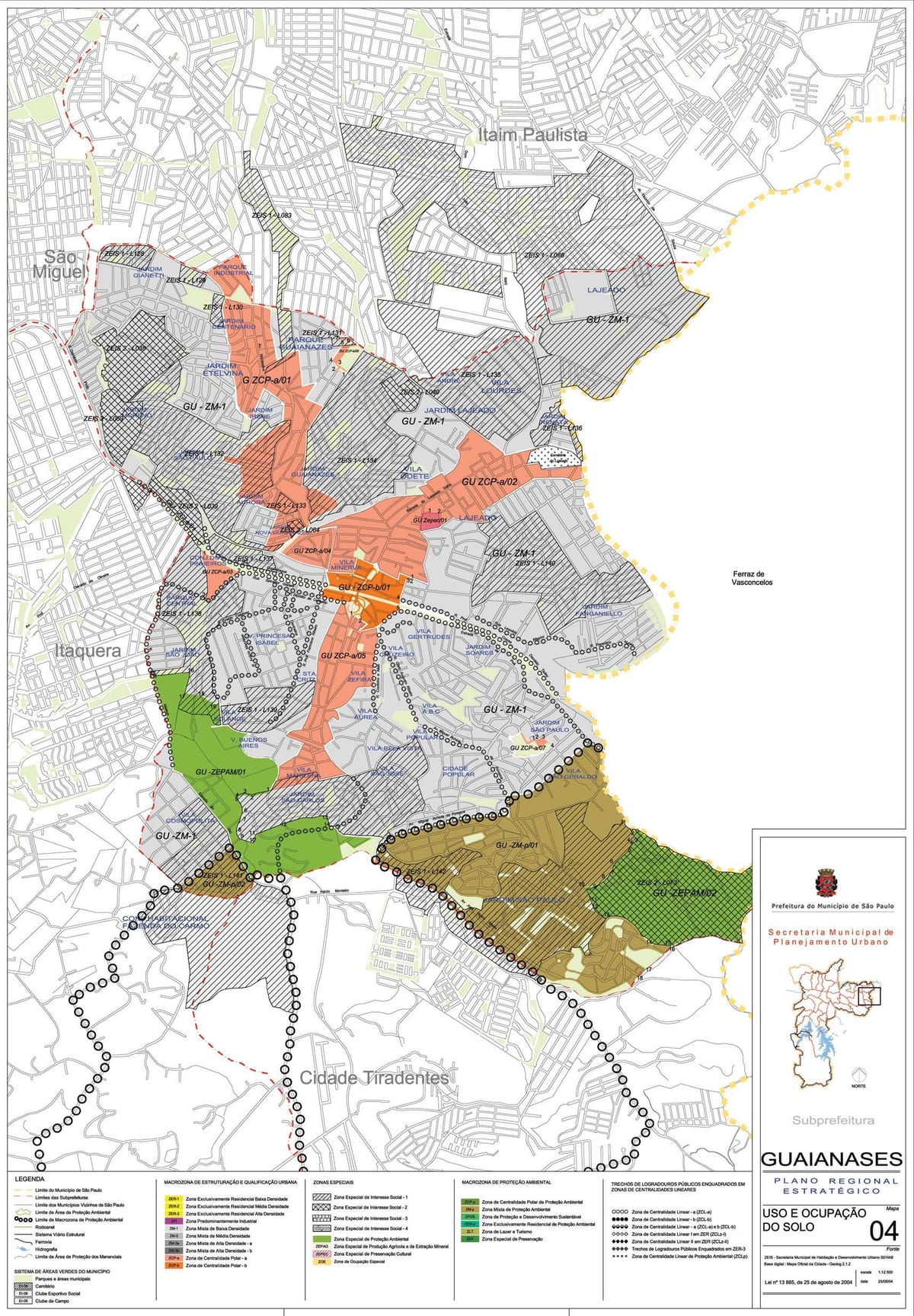 Mapa ng Guaianases São Paulo - Okupasyon ng lupa