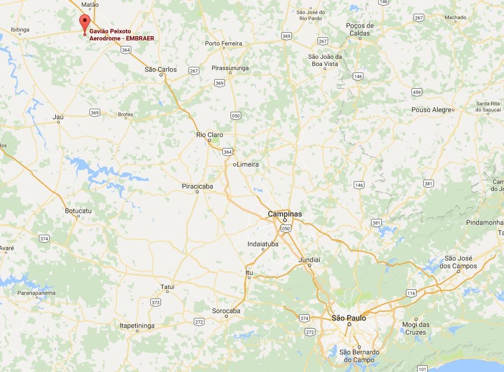 Mapa ng mga himpilan ng eruplano Gavião Peixoto