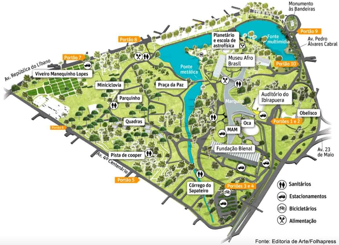 Mapa ng Ibirapuera Park São Paulo
