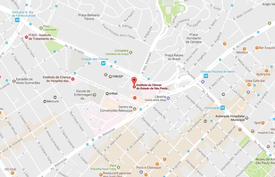 Mapa ng Institute of Cancer ng São Paulo