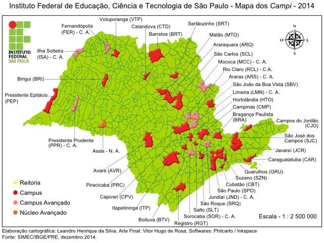 Mapa ng Federal institute ng São Paulo - IFSP