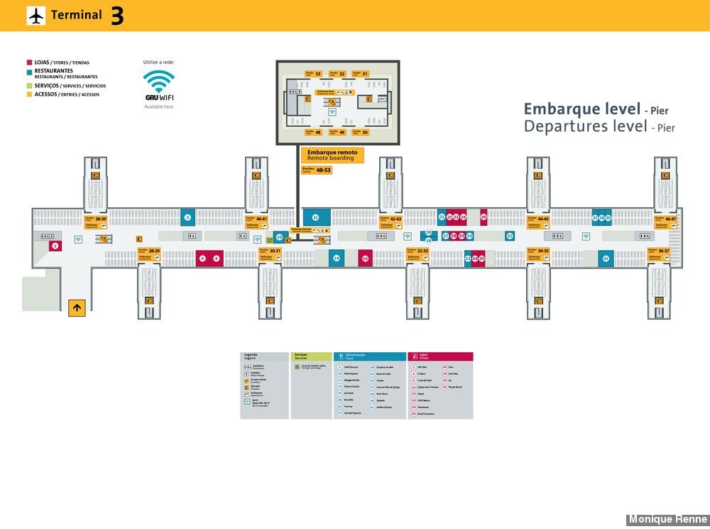 Mapa ng international airport sa São Paulo-Guarulhos - Terminal 3