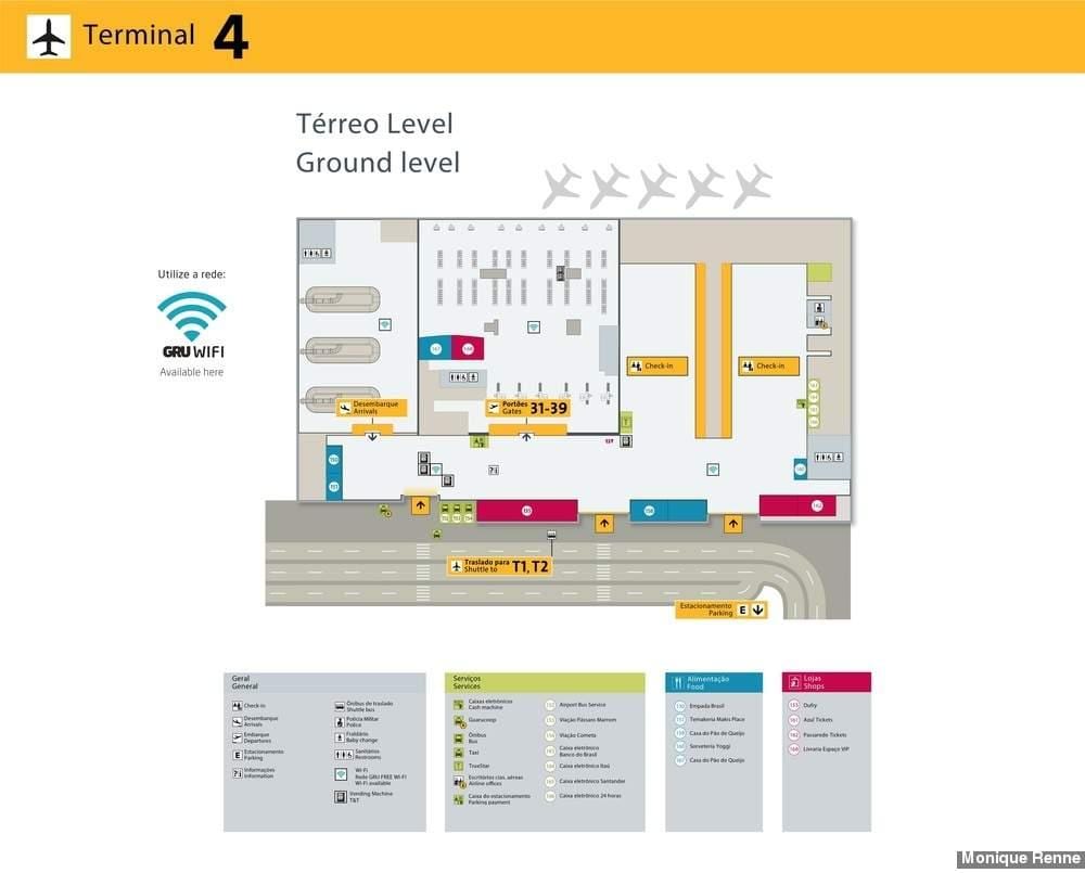 Mapa ng international airport sa São Paulo-Guarulhos - Terminal 4