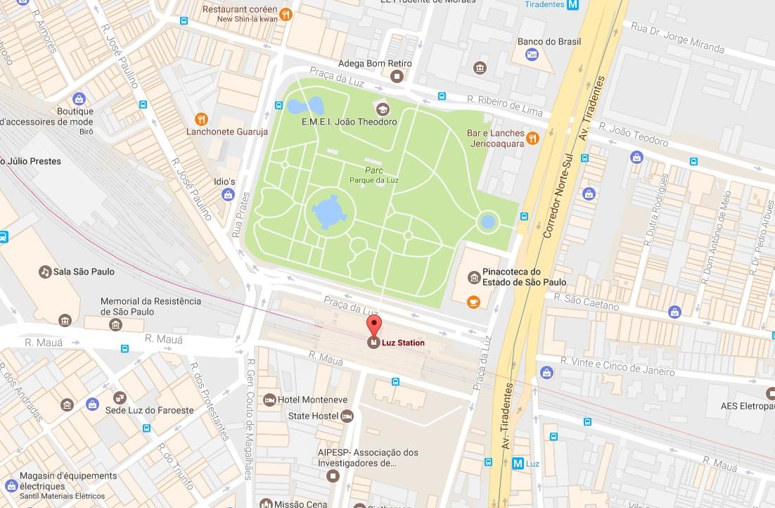 Mapa ng istasyon ng tren ng la Luz São Paulo