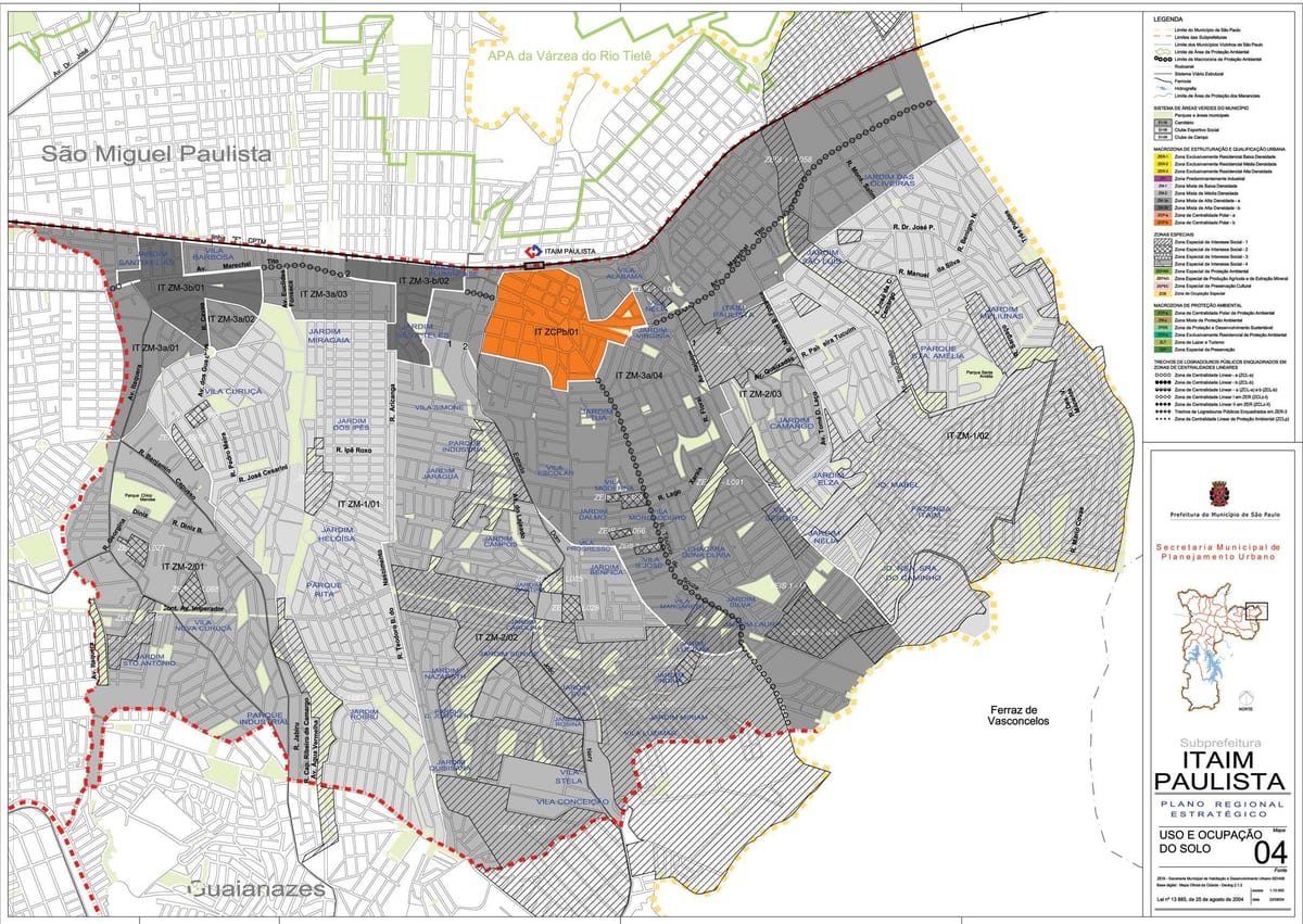 Mapa ng Itaim Paulista - Vila Curuçá São Paulo - Okupasyon ng lupa