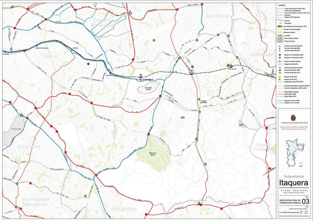 Mapa ng Itaquera São Paulo - Pampublikong transports