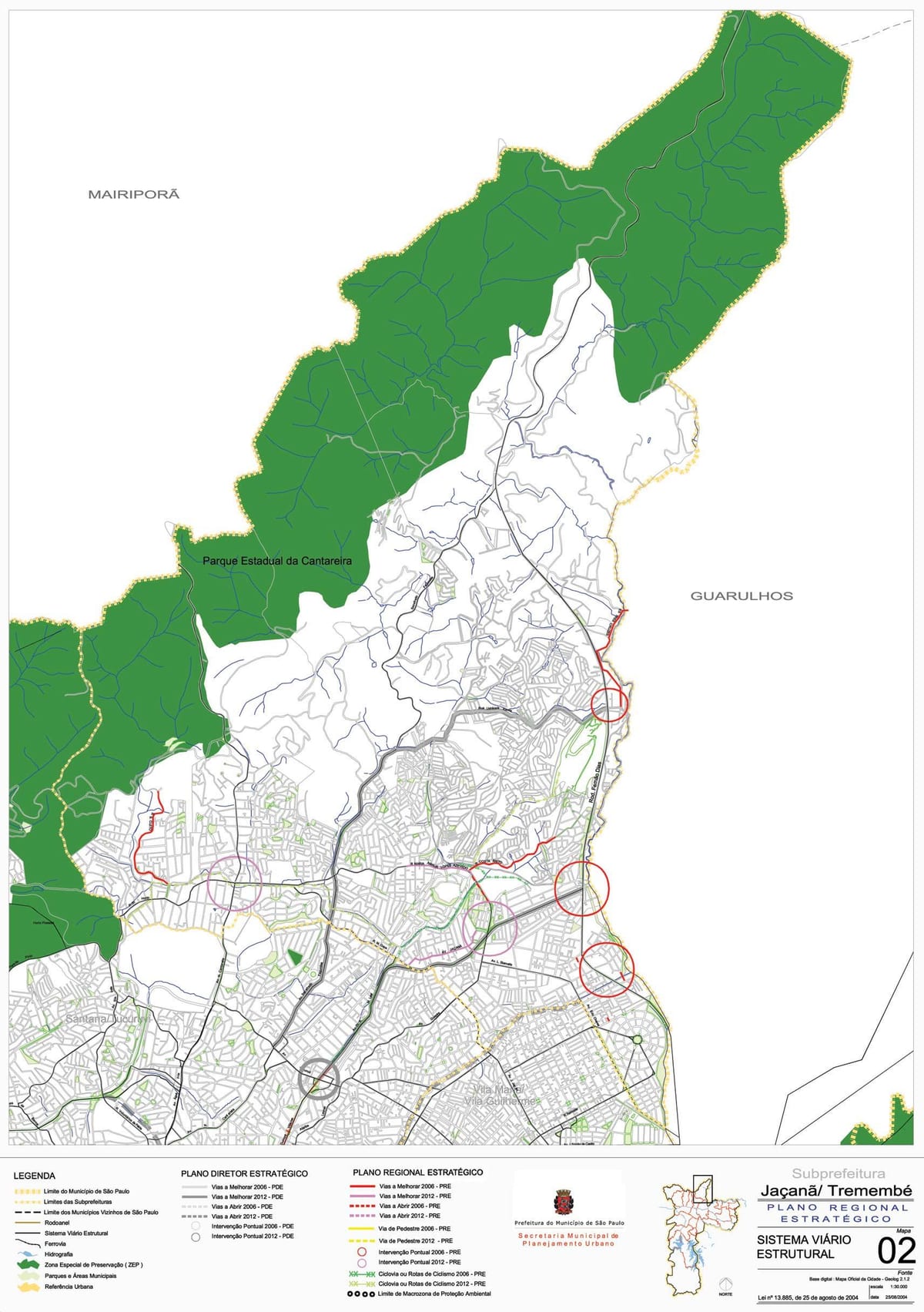 Mapa ng Jaçanã-Tremembé São Paulo - Kalsada
