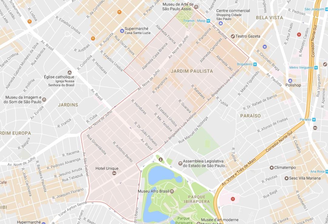 Mapa ng Jardim Paulista São Paulo