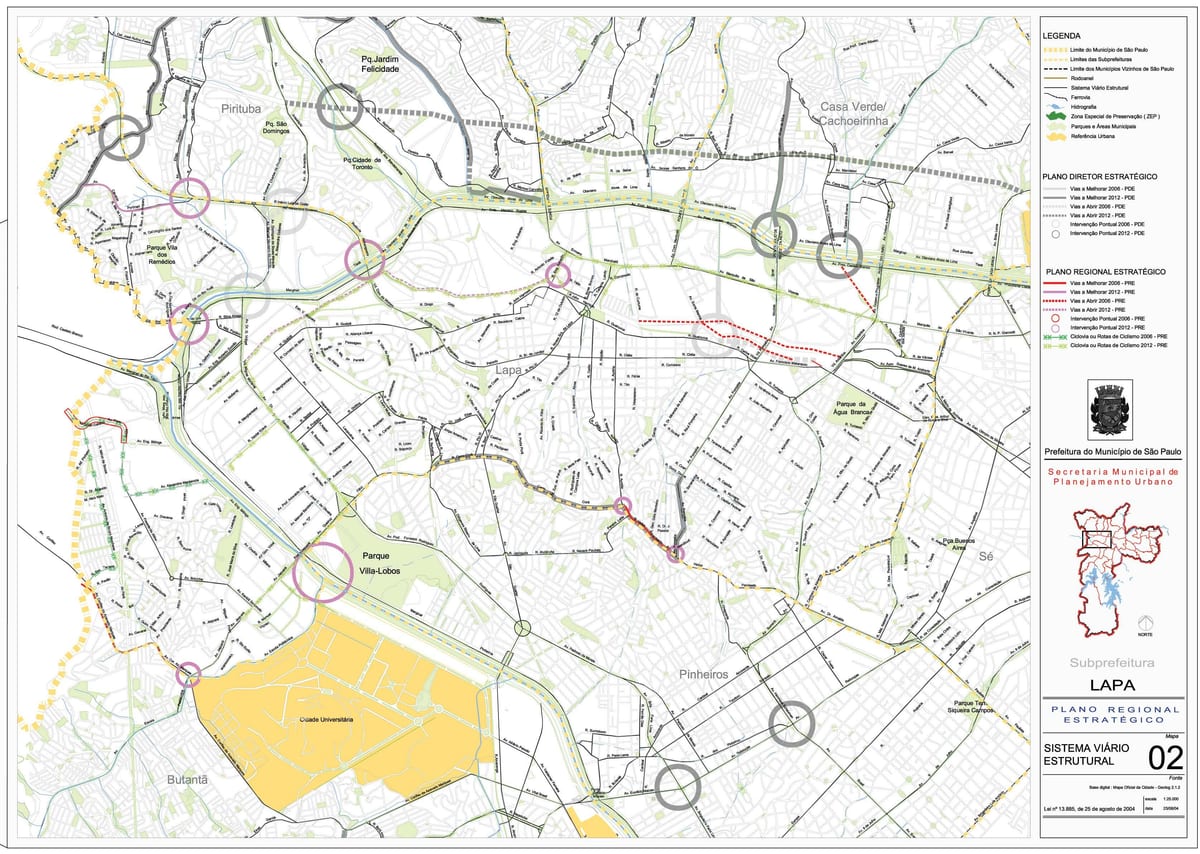 Mapa ng Lapa São Paulo - Kalsada