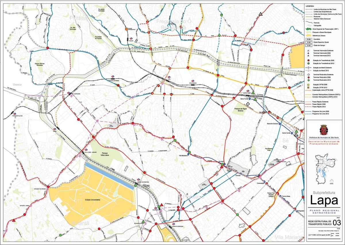 Mapa ng Lapa São Paulo - Pampublikong transports