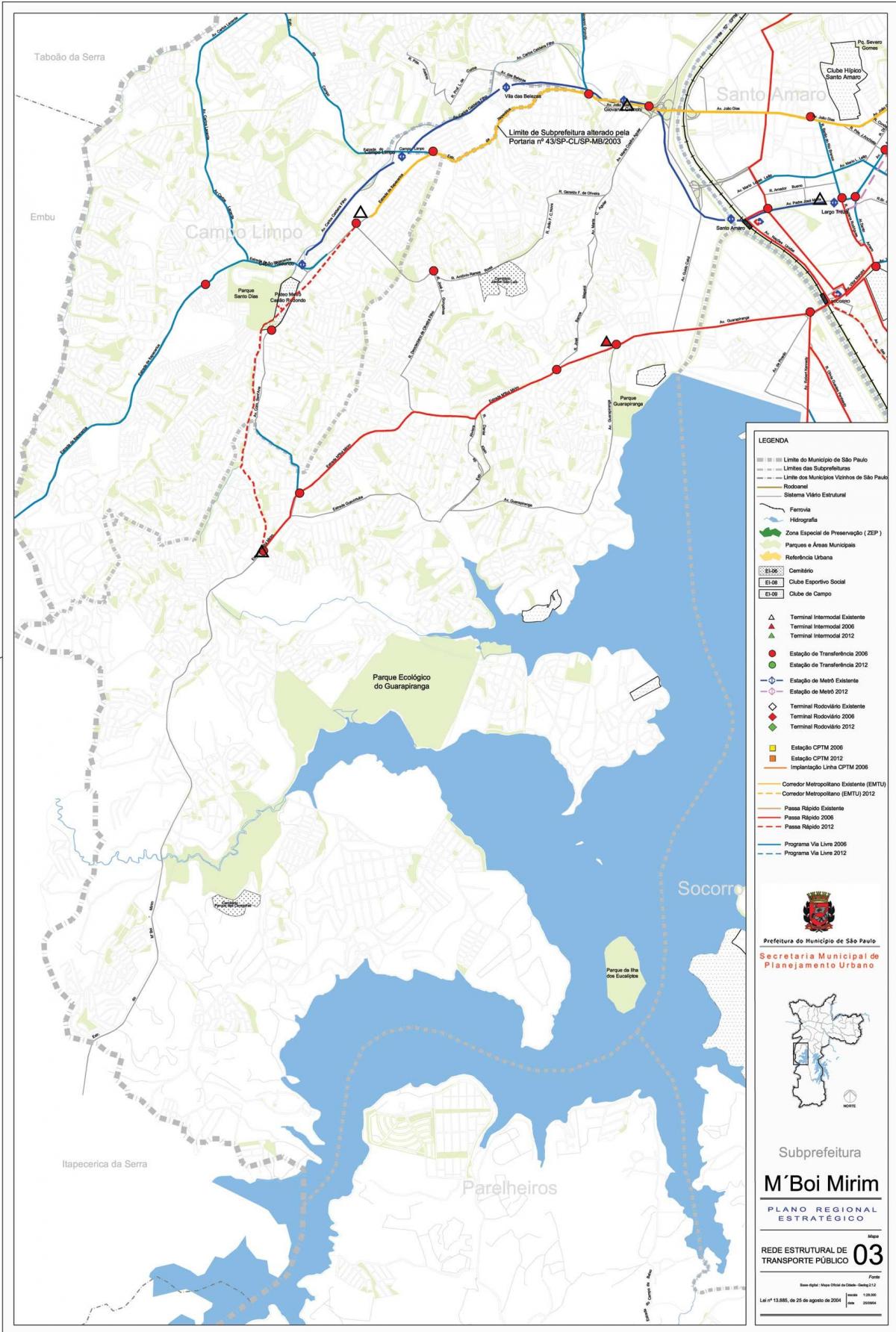 Mapa ng M'Boi Mirim São Paulo - Pampublikong transports