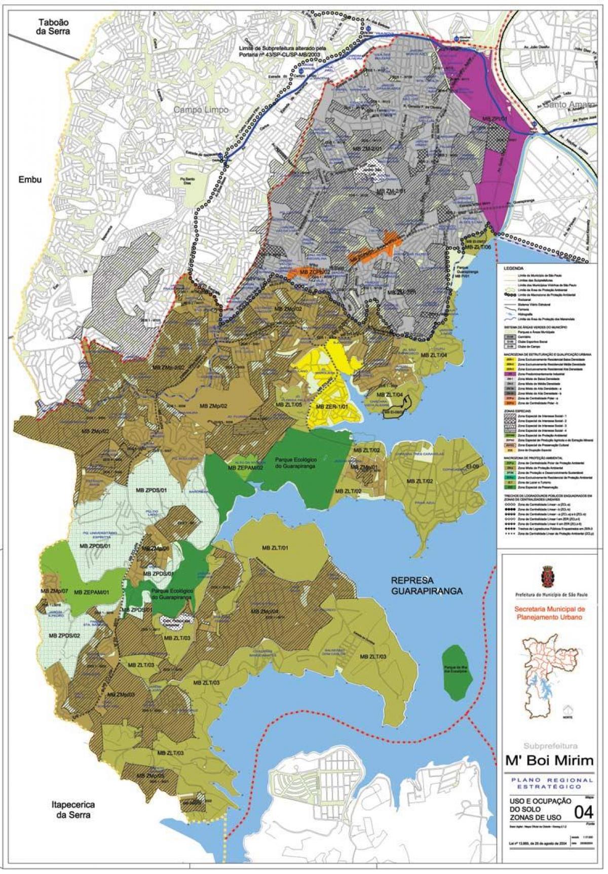 Mapa ng M'Boi Mirim São Paulo - Okupasyon ng lupa